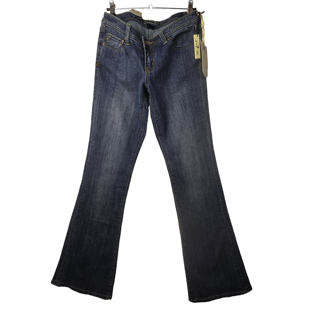 Y2K Seven 7 Bootcut Flare Womens Jeans 28 32x33‎ Dark Low Rise Western Festival